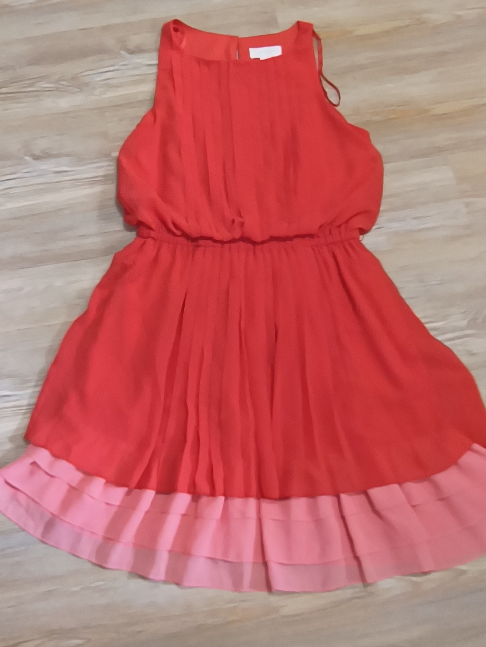 Jessica Simpson Red Midi Dress with Pink Tiered Hem